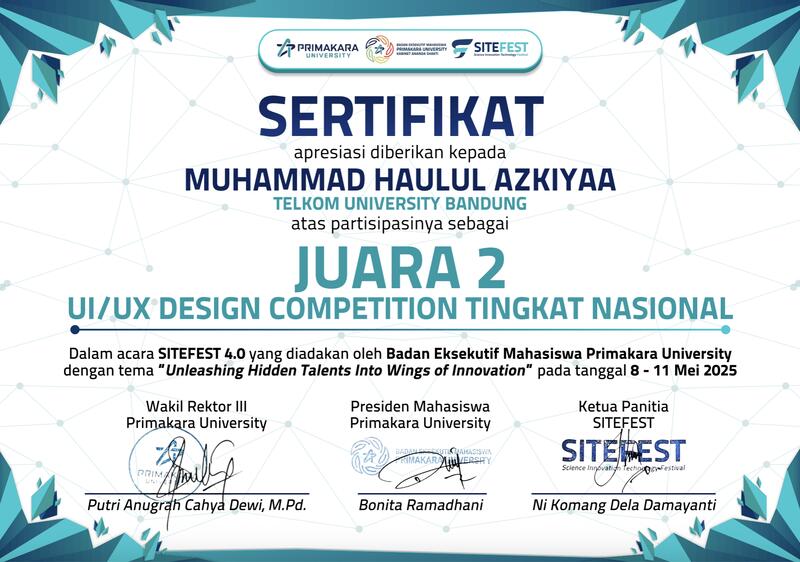 2nd Winner of UX Design Sitefest 4.0 - Media 1